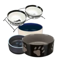 Comederos y bebederos de cerámica para perros – platos resistentes y decorativos para servir comida y agua con estilo.