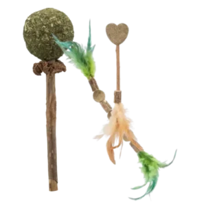 Juguetes para gato con catnip y matatabi – palitos masticables y juguetes naturales para estimular a gatos.