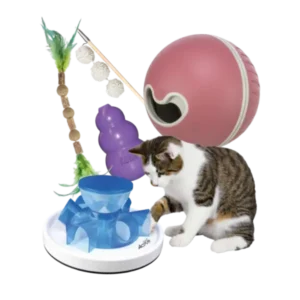 Juguetes para gato, juegos interactivos, pelotas, rascadores y accesorios para gatos curiosos y activos.