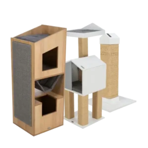 Rascadores para gato, torres y muebles con postes para que los gatos afilen sus uñas.