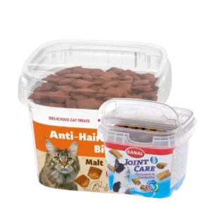 Snacks Sanal para gatos – premios funcionales con malta anti bolas de pelo y cuidado articular con glucosamina.