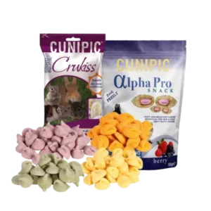 Snacks y complementos para roedores y pequeños mamíferos – premios sabrosos y suplementos para conejos, hámsters y cobayas.