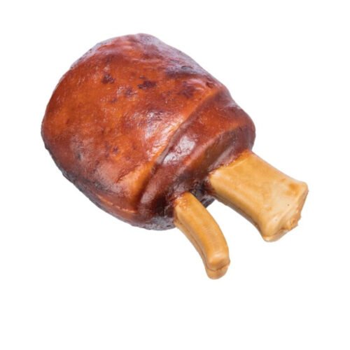 codillo de pollo masticable marrón y beige para perro