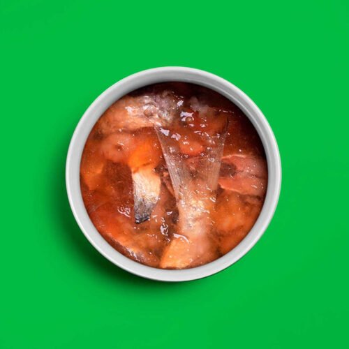 contenido abierto de la lata amanova sardinas y gambas