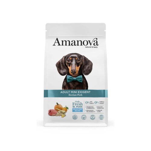 pack frontal de pienso Amanova Adult Mini Exigent Iberian Pork