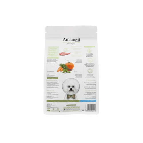 parte trasera del saco de pienso Amanova Adult Mini Digestive Divine Rabbit