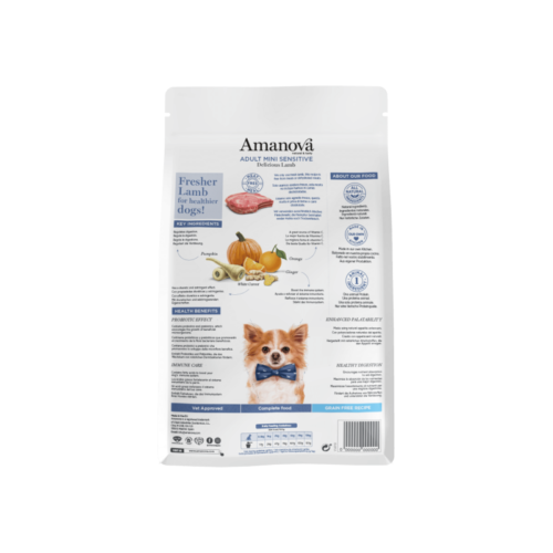 Vista trasera del producto Amanova Adult Mini Sensitive Delicious Lamb