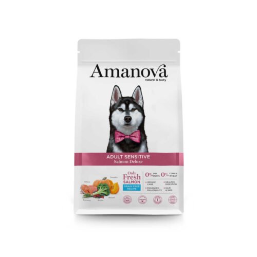 frontal del saco de pienso Amanova Adult Sensitive Salmon Deluxe