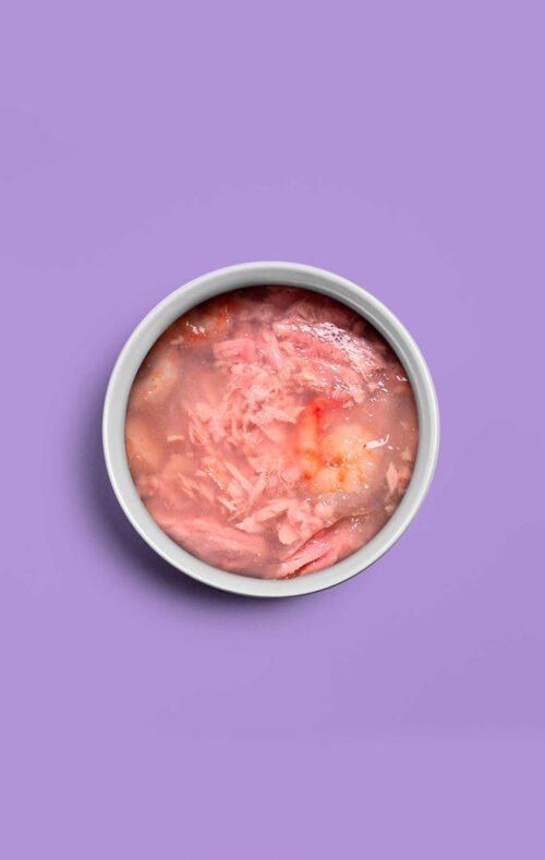 comida húmeda atún y gambas Amanova en cuenco