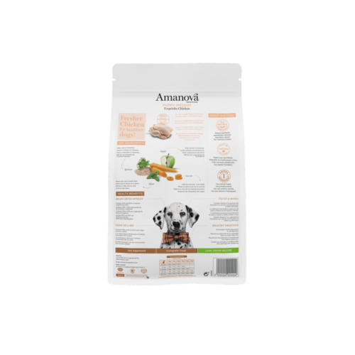 parte trasera del saco con información nutricional