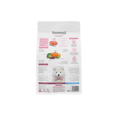 parte trasera del saco con información nutricional