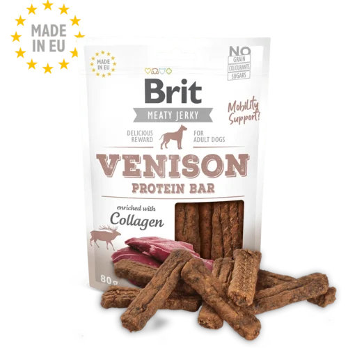 snack de proteína brit jerky venison protein bar 80g