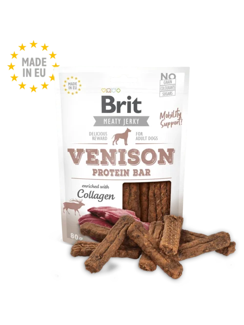 snack de proteína brit jerky venison protein bar 80g