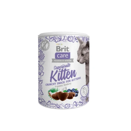 pack frontal del snack Brit Care Cat Snack Superfruits Kitten Pollo Con Coco Y Arándanos