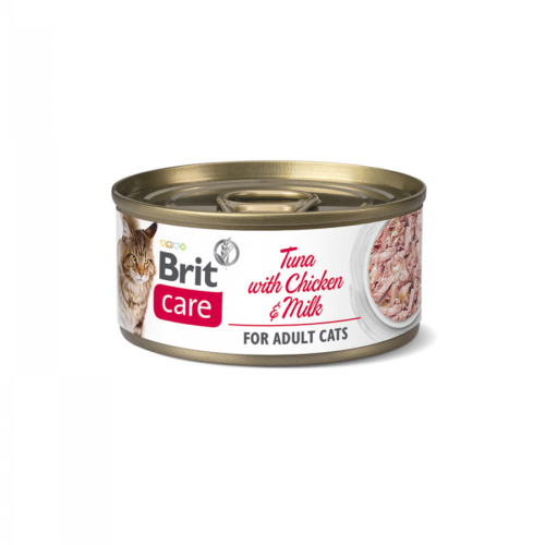 lata de alimento húmedo Brit Care Cat Atún con Pollo y Leche