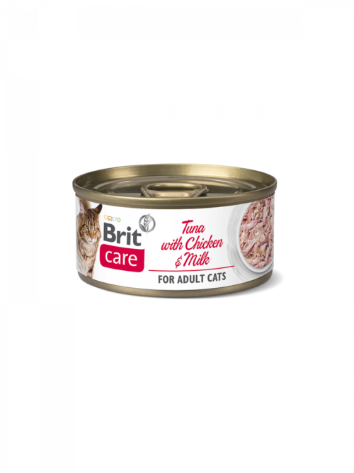 lata de alimento húmedo Brit Care Cat Atún con Pollo y Leche