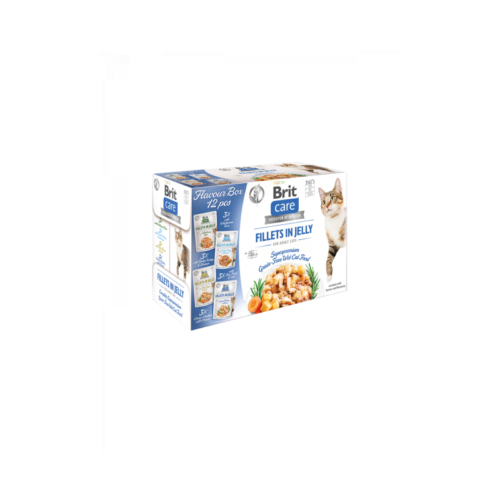 Pack frontal del producto Brit Care Cat Multipack Filetes en Gelatina