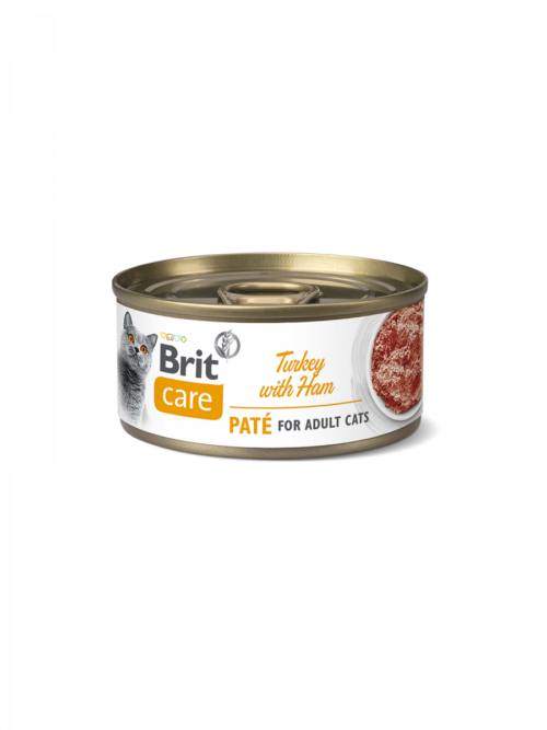 brit-care-cat-pate-gato-adulto-pate Lata frontal del producto Brit Care Cat Paté de Pavo con Jamón