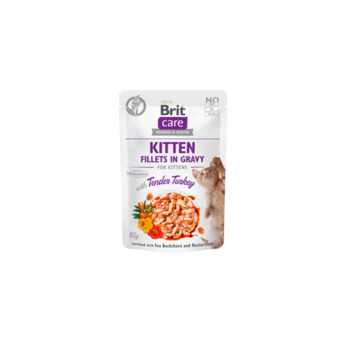 paquete frontal brit care cat pouch kitten tender turkey in gravy 85 g