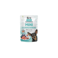 brit-care-comida-humeda-perro-adulto-comida-humeda-esterilizados-perros-mini pack frontal de Brit Care Mini Fillets In Gravy Salmón Y Arenque Esterilizados