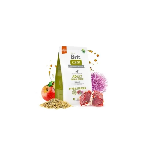 pack pienso brit care adult small breed cordero arroz con ingredientes ilustrados