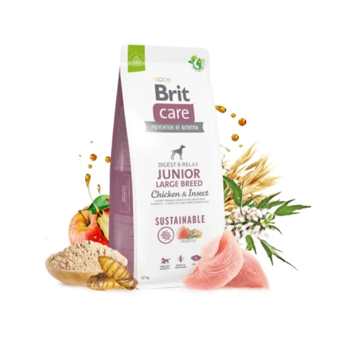 pack frontal de Brit Care Sostenible Junior Large Breed Pollo e Insecto
