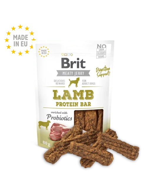 snack brit jerky cordero protein bar para perros adultos