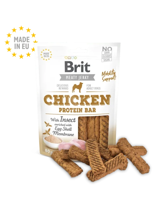 snack brit jerky chicken protein bar para perros adultos
