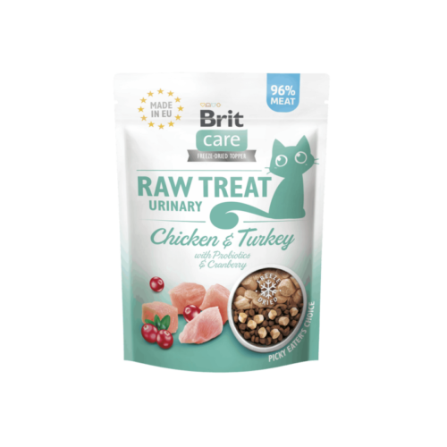 envase de Brit Raw Treat Cat Urinary Pollo Y Pavo Con Arándanos