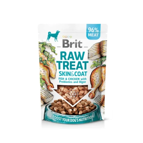Snack funcional Brit Raw Treat Skin&Coat con pescado y pollo