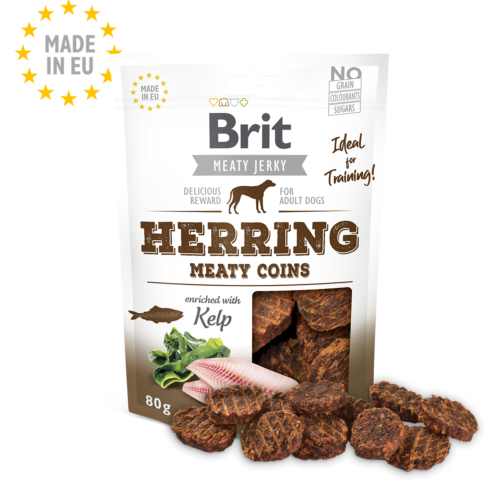 pack frontal Brit Meat Jerky Snack Herring Meaty Coins