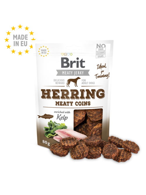 pack frontal Brit Meat Jerky Snack Herring Meaty Coins