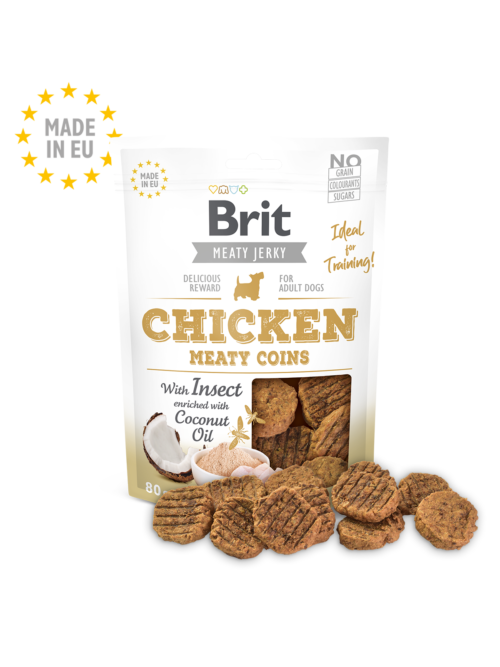 pack frontal Brit Care Meat Jerky Snack Meaty Coins Con Insecto