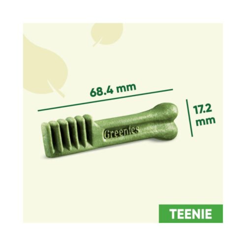 Imagen del snack Greenies Teenie con medidas exactas