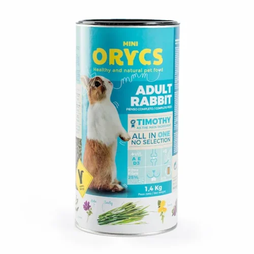 Orycs Alimento Para Conejo Adulto Adult Rabbit en envase cilíndrico azul