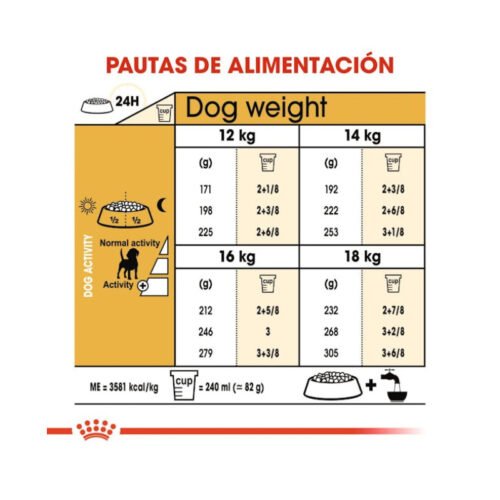 imagen de las pautas de alimentación del pienso Royal Canin Beagle Adult