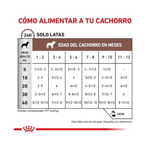tabla de racionamiento Royal Canin Gastrointestinal Puppy