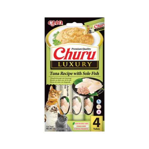 Snack cremoso Churu CAT LUXURY de atún y lenguado para gatos