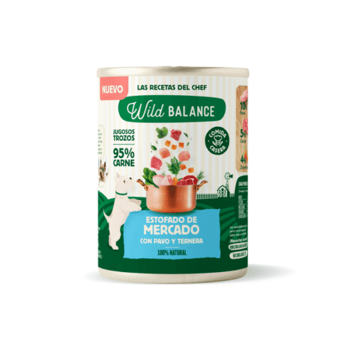 Wild Balance Estofado de Mercado con Pavo y Ternera para perros, envase