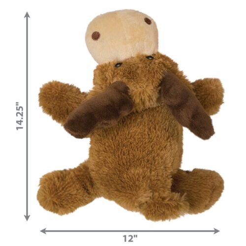 Dimensiones del juguete para perros KONG Cozie Marvin Moose XL que mide 14.25 pulgadas de alto por 12 pulgadas de ancho
