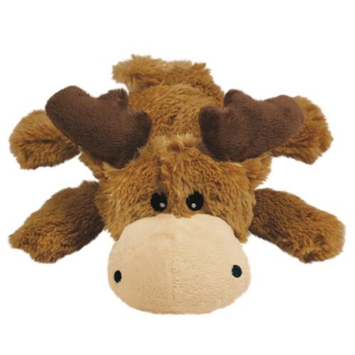 Primer plano del peluche suave para perros KONG Cozie Marvin Moose XL en posición horizontal