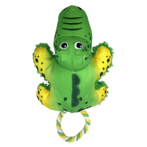 Juguete de arrastre KONG Cozie Tuggz Alligator Md/Lg color verde