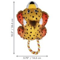 Medidas del juguete KONG Cozie Tuggz Cheetah de 26.6 cm para perros