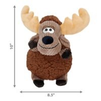 Infografía con las medidas del juguete para perro KONG Sherps Floofs Moose Medium mostrando 10 pulgadas de alto