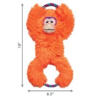 Infografía de dimensiones del juguete para perro KONG Tuggz Monkey XL resaltando su escala