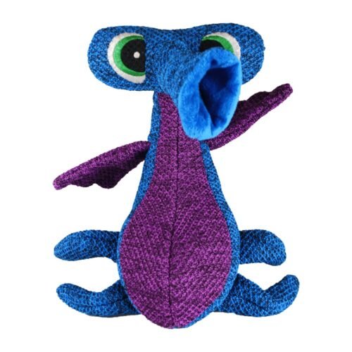 Juguete de peluche resistente KONG Woozles Blue Md con texturas alienígenas