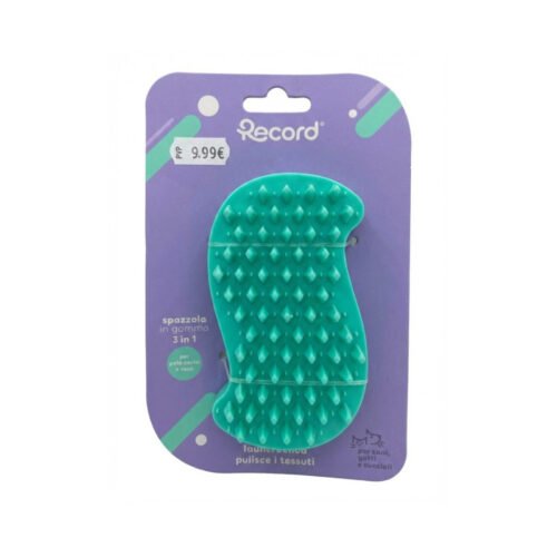 Cepillo de goma 3 en 1 Record para perros y gatos color verde