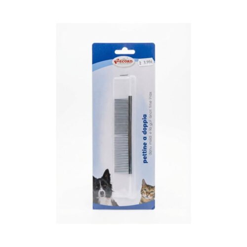 Peine Record de acero inoxidable con dientes finos para perros y gatos