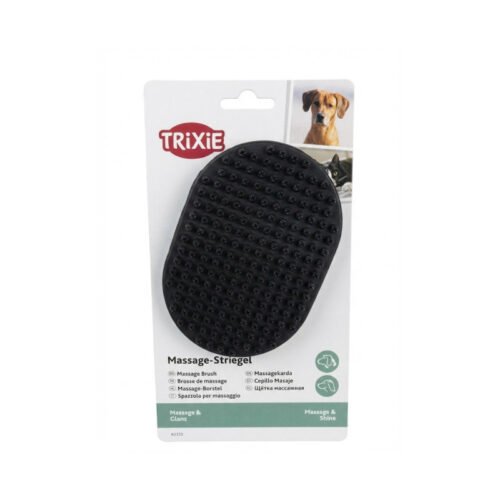 Trixie Cepillo Masaje de goma color negro para perros y gatos