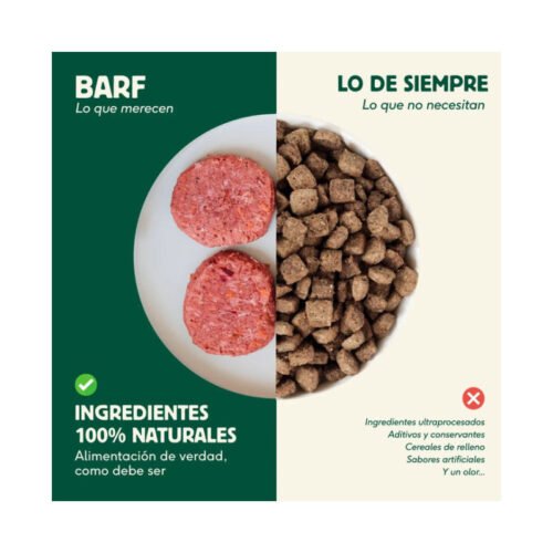 BARF vs Comida industrial comparativa